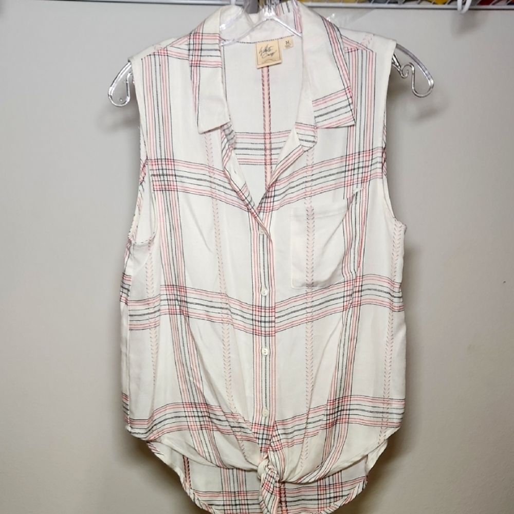 White Crow | Red and Black Striped Top | M
